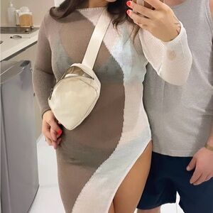 Stylish Asymmetrical Knit Dress beach over up